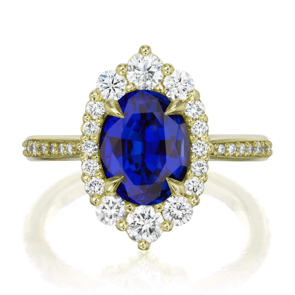 ・SOFIA・Oval Blue Sapphire Center, Diamond Halo (3.25ctw+)