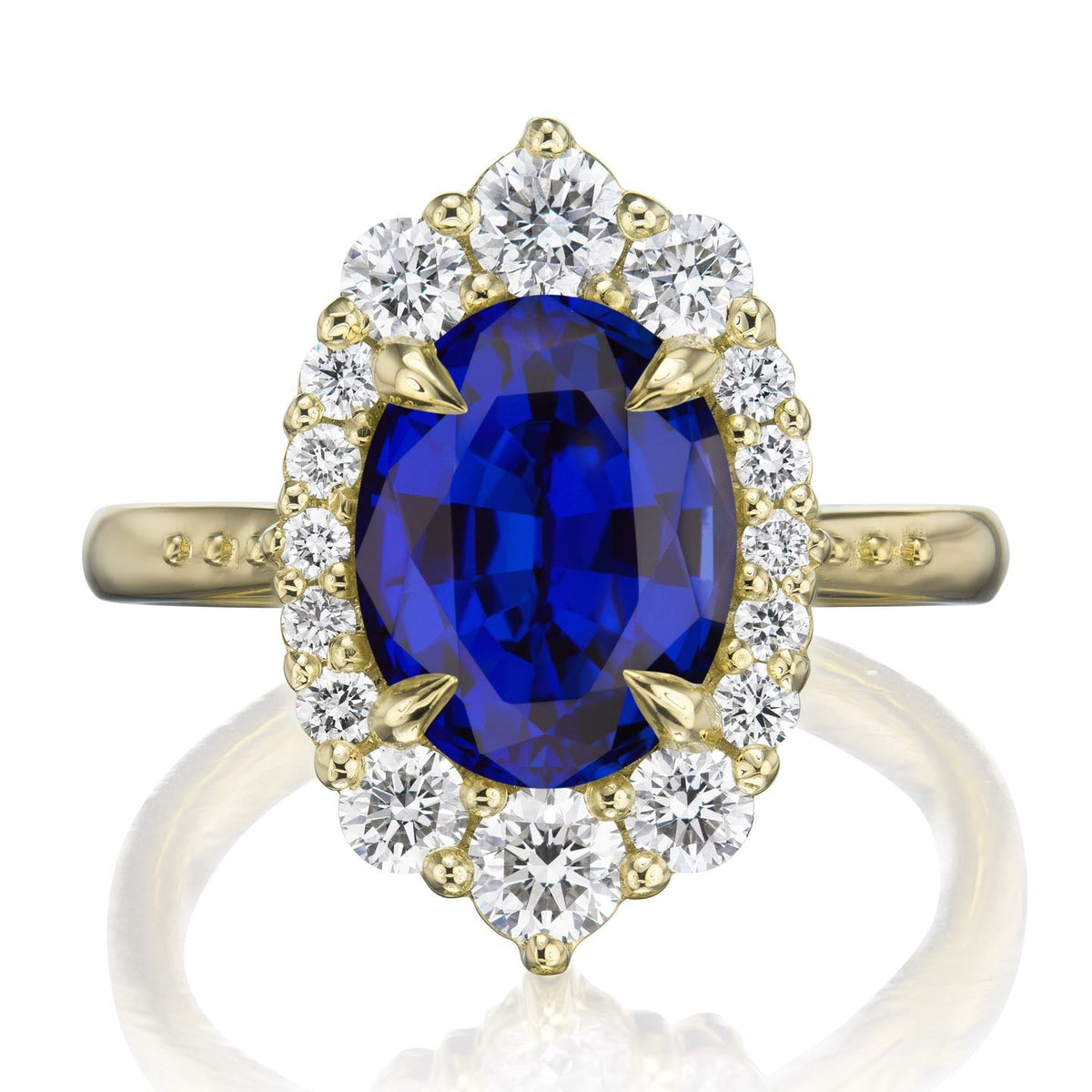 ・SOFIA・Oval Blue Sapphire Center, Diamond Halo (3.25ctw+)