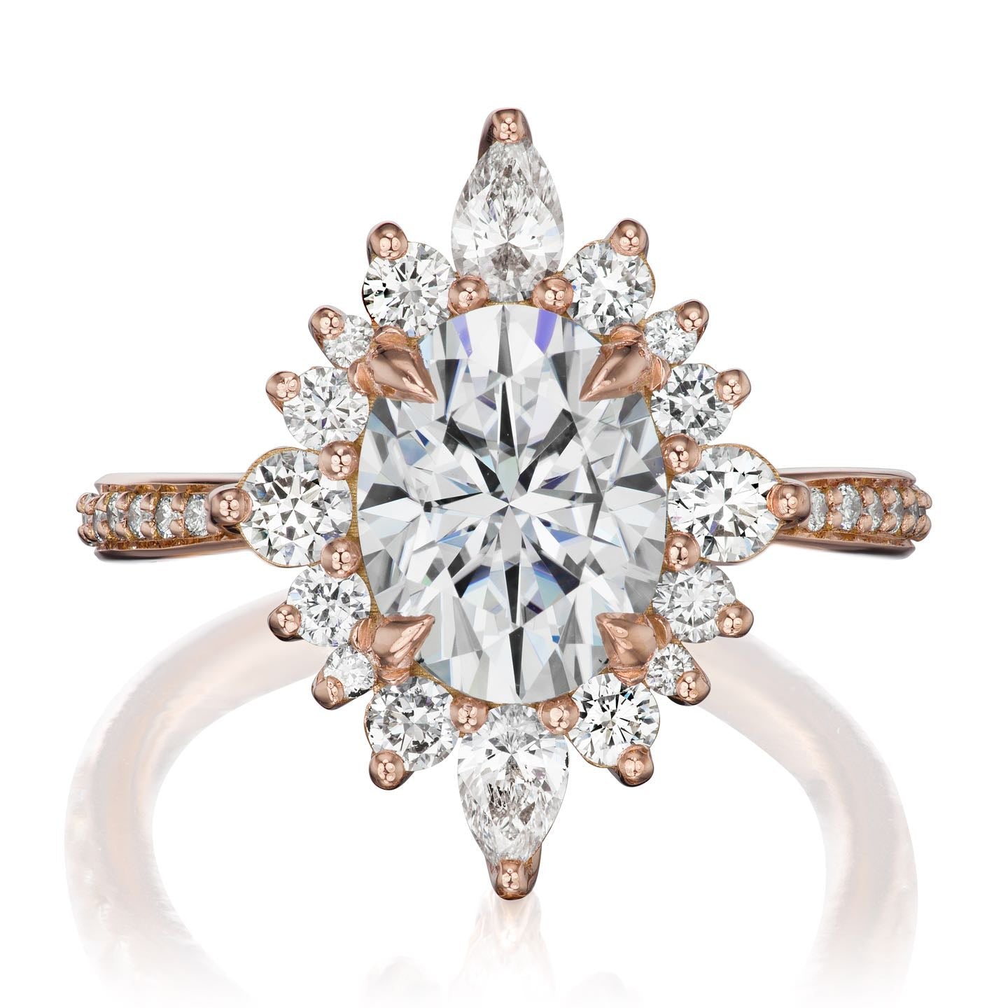 ・ANIKA・Oval Moissanite Center, Diamond Halo (2.75ctw+)
