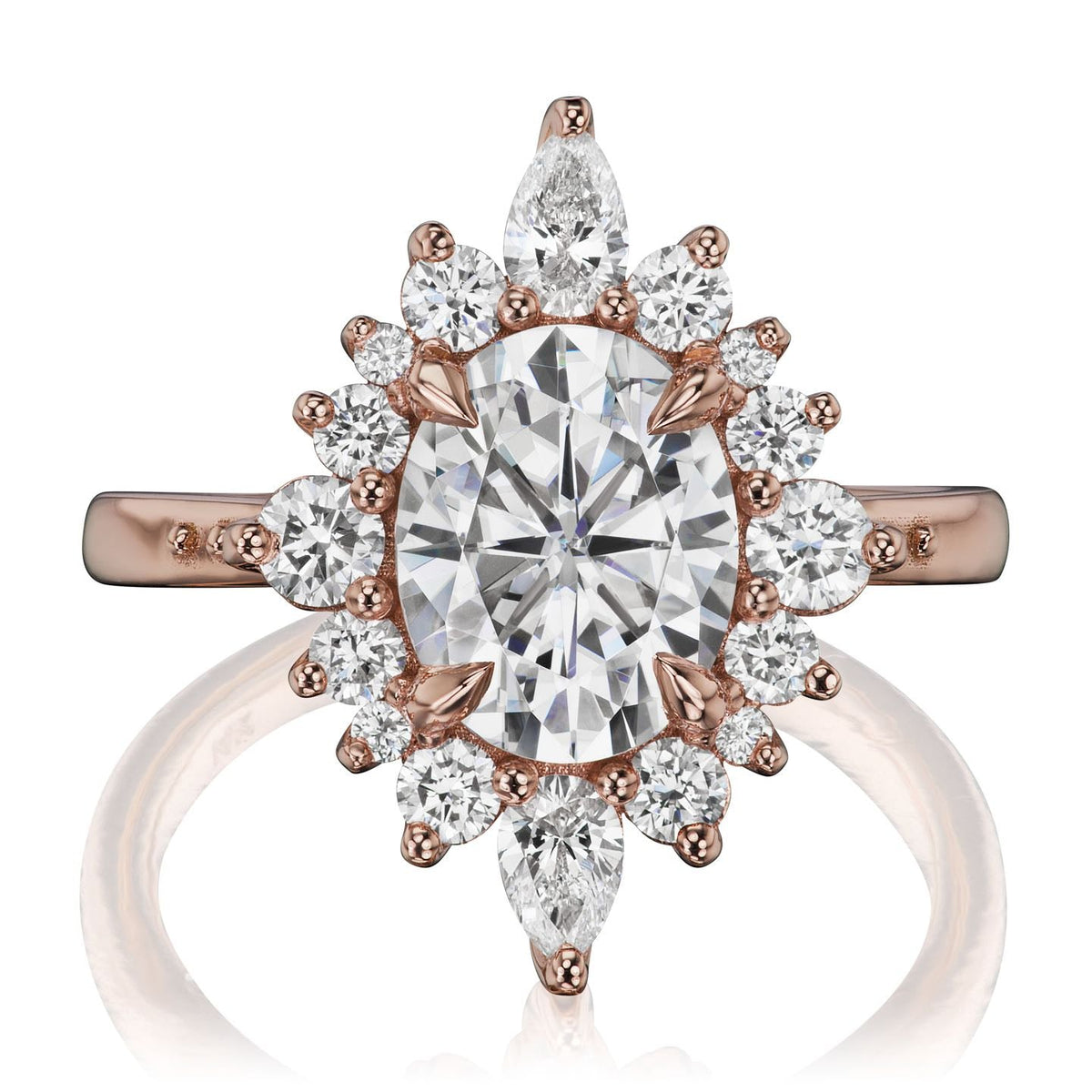 ・ANIKA・Oval Moissanite Center, Diamond Halo (2.75ctw+)