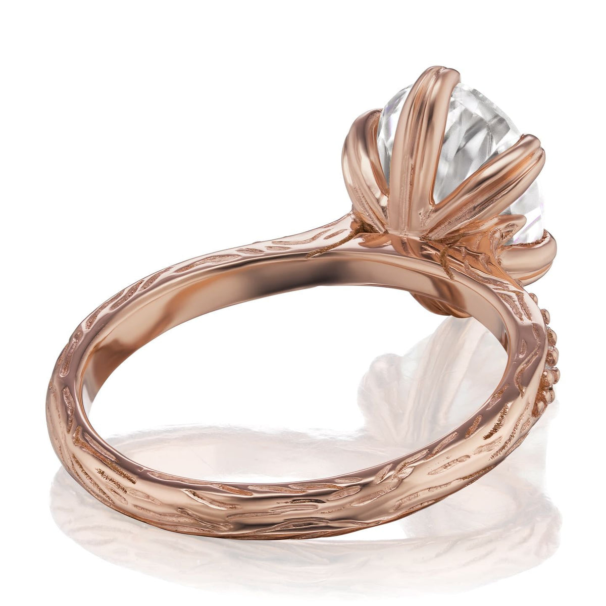 ・LAYLA・Oval Moissanite Center, Twig Textured Diamond Band (2.1ct Center)
