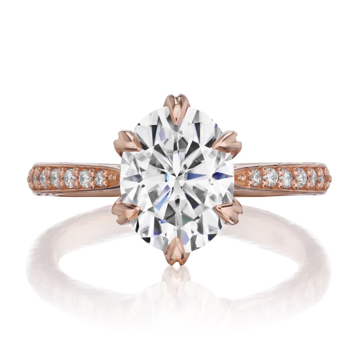 ・LAYLA・Oval Moissanite Center, Twig Textured Diamond Band (2.1ct Center)