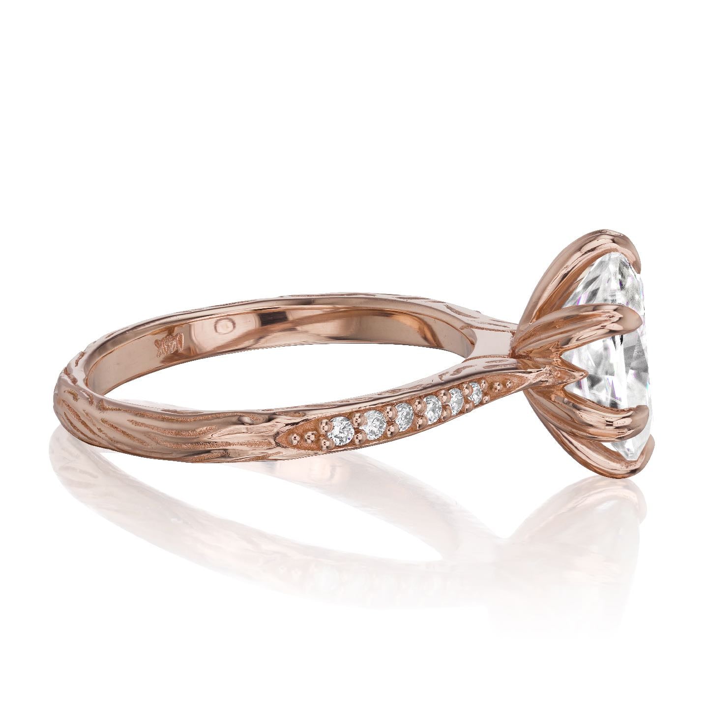・LAYLA・Oval Moissanite Center, Twig Textured Diamond Band (2.1ct Center)