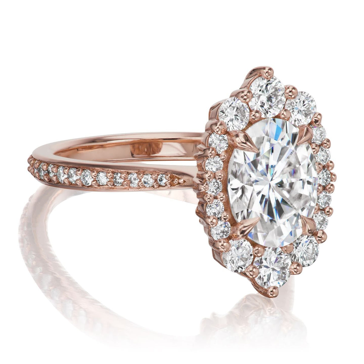 ・SOFIA・Oval Moissanite Center, Diamond Halo (2.65ctw+)