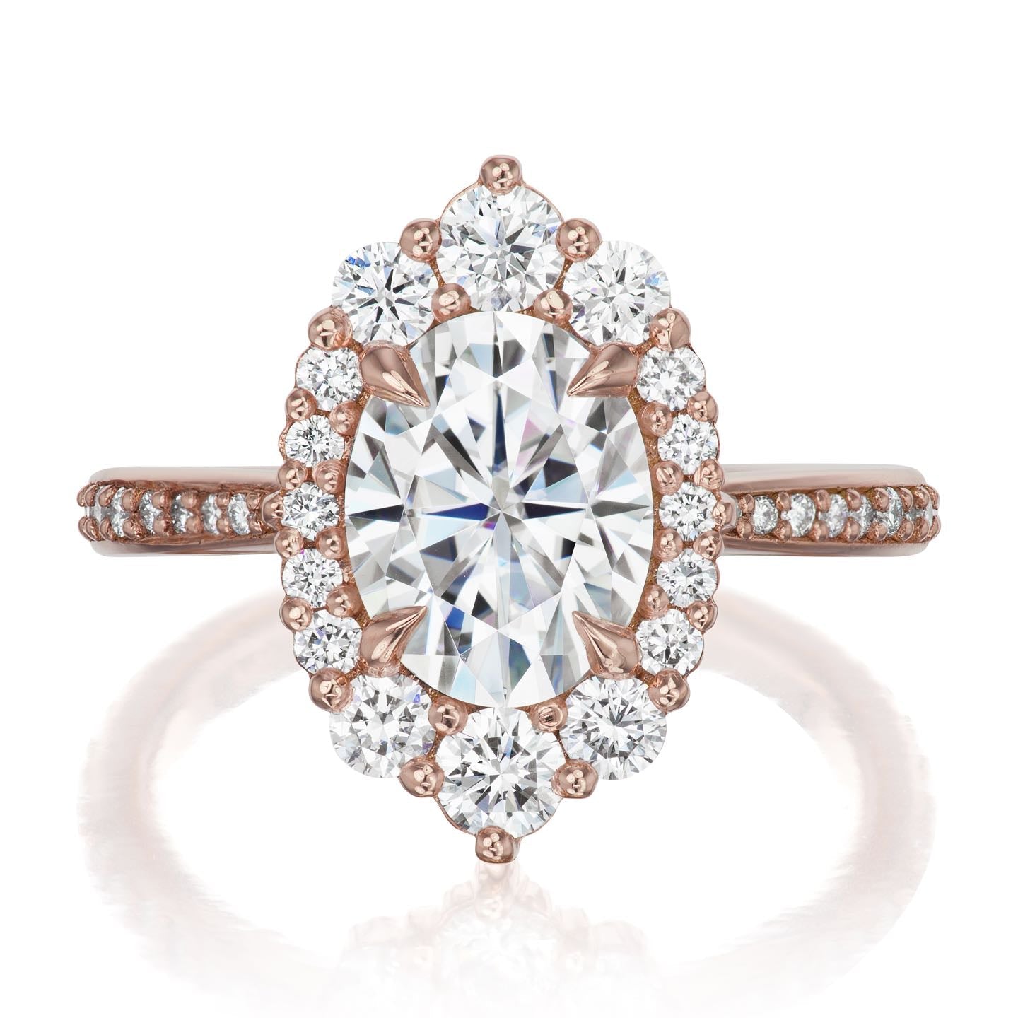 ・SOFIA・Oval Moissanite Center, Diamond Halo (2.65ctw+)