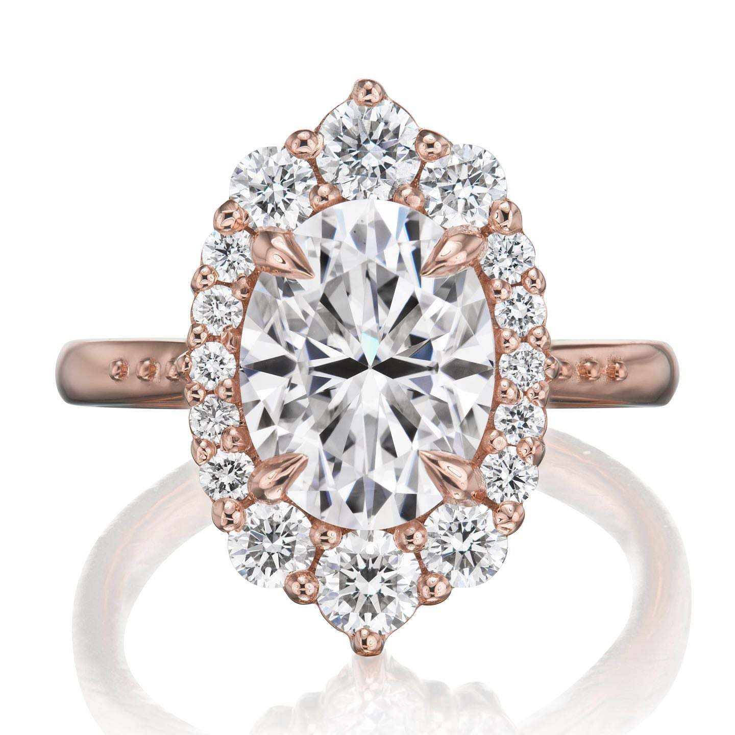 ・SOFIA・Oval Moissanite Center, Diamond Halo (2.65ctw+)
