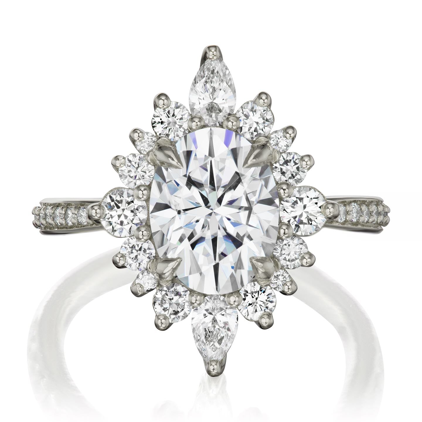 ・ANIKA・Oval Moissanite Center, Diamond Halo (2.75ctw+)