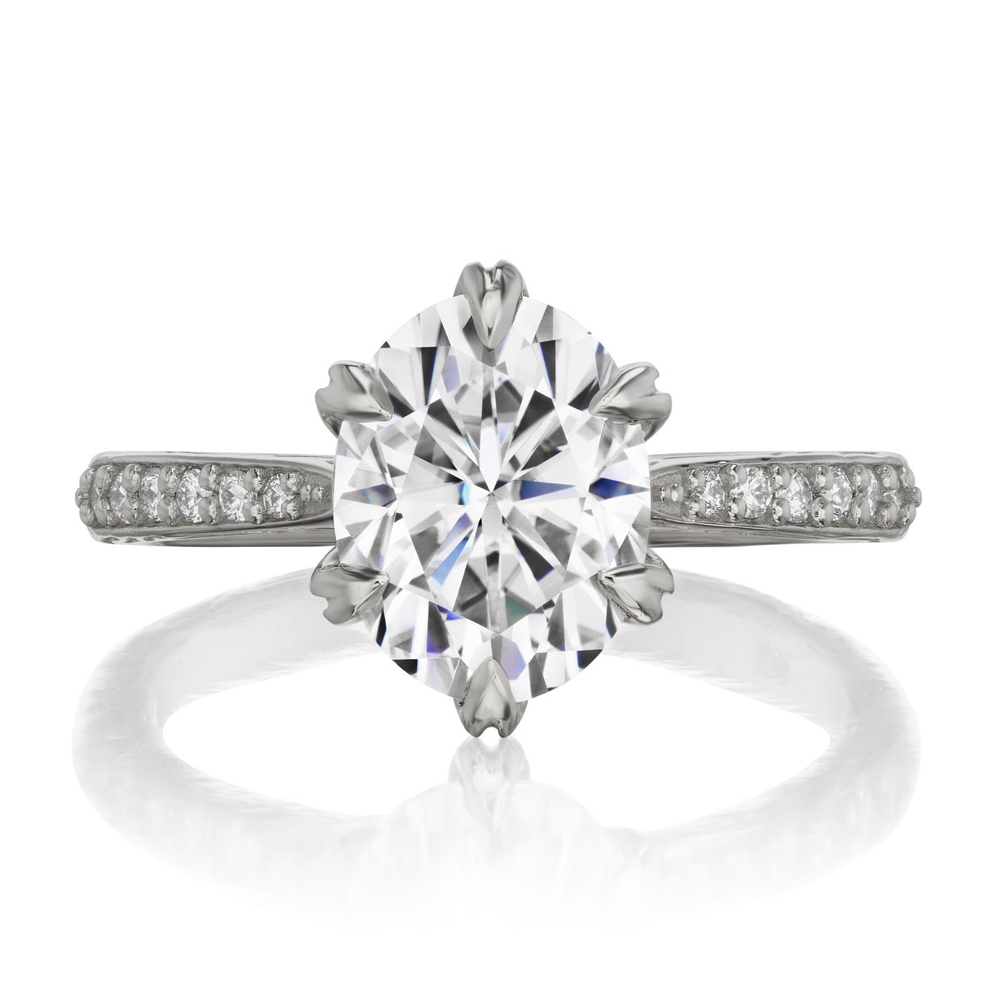 ・LAYLA・Oval Moissanite Center, Twig Textured Diamond Band (2.1ct Center)