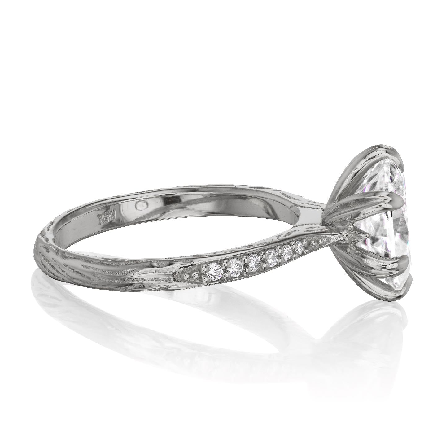 ・LAYLA・Oval Moissanite Center, Twig Textured Diamond Band (2.1ct Center)
