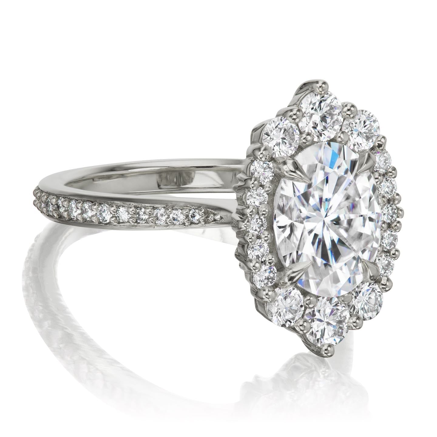 ・SOFIA・Oval Moissanite Center, Diamond Halo (2.65ctw+)