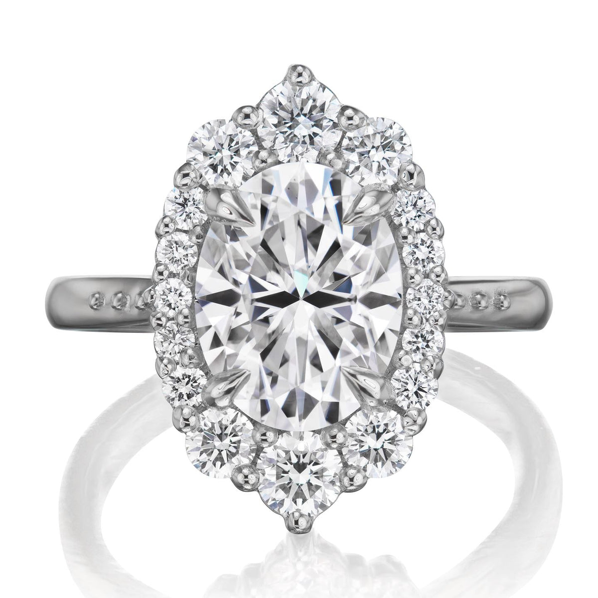 ・SOFIA・Oval Moissanite Center, Diamond Halo (2.65ctw+)