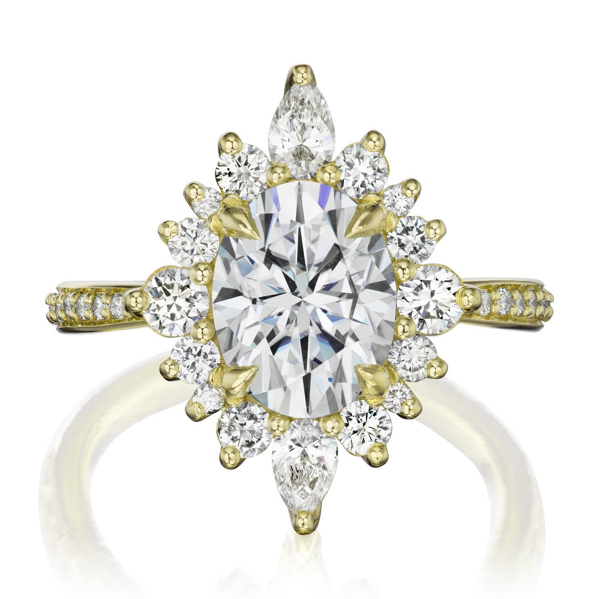 ・ANIKA・Oval Moissanite Center, Diamond Halo (2.75ctw+)