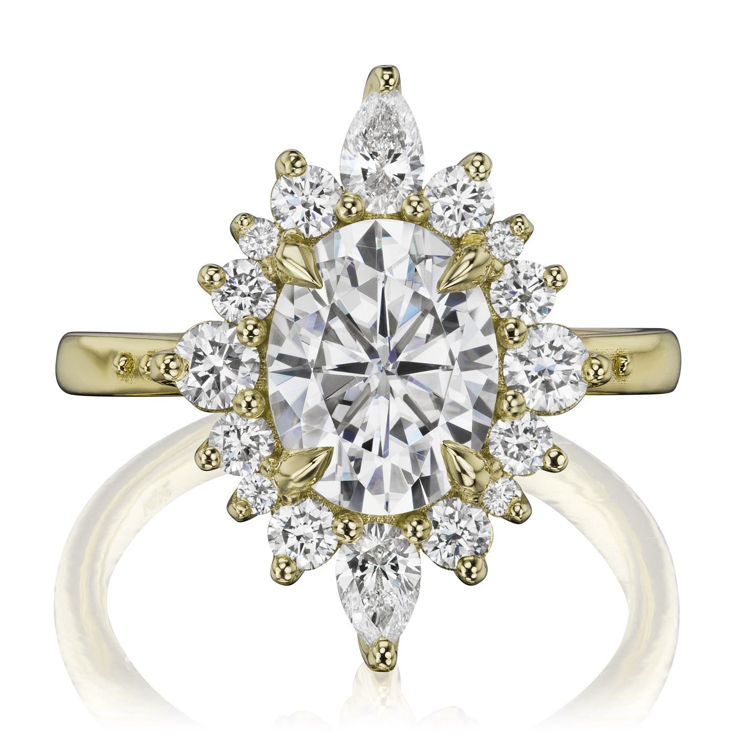 ・ANIKA・Oval Moissanite Center, Diamond Halo (2.75ctw+)