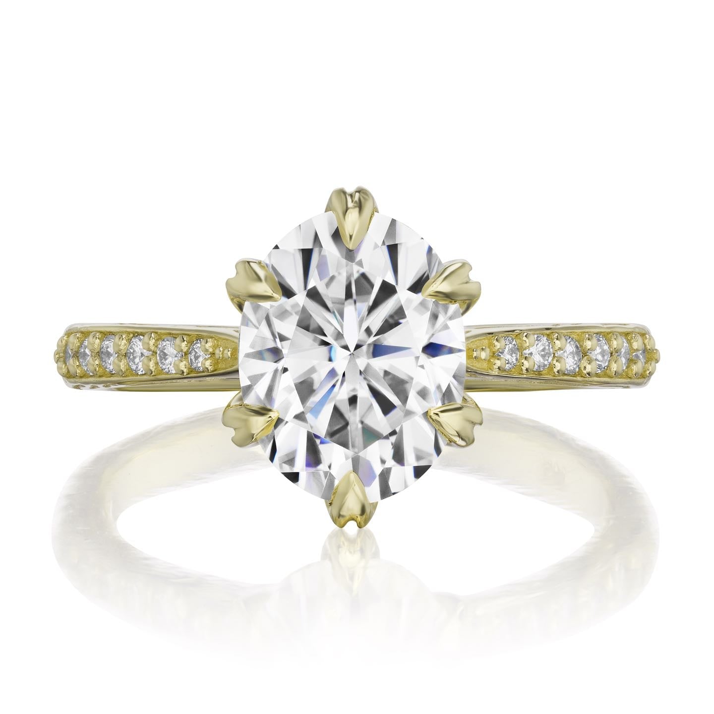 ・LAYLA・Oval Moissanite Center, Twig Textured Diamond Band (2.1ct Center)