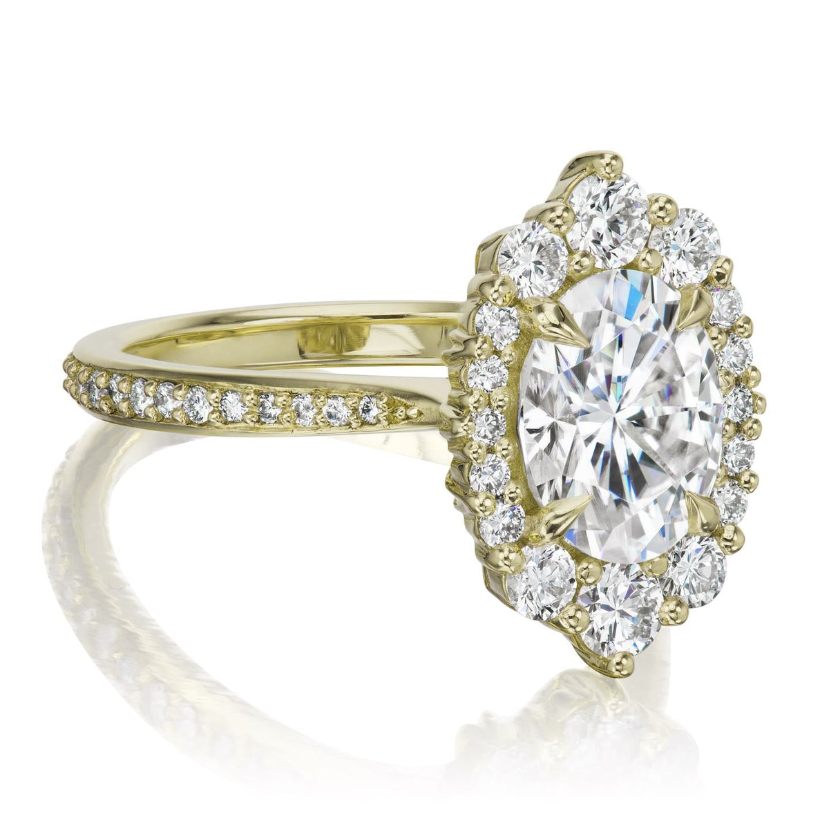 ・SOFIA・Oval Moissanite Center, Diamond Halo (2.65ctw+)