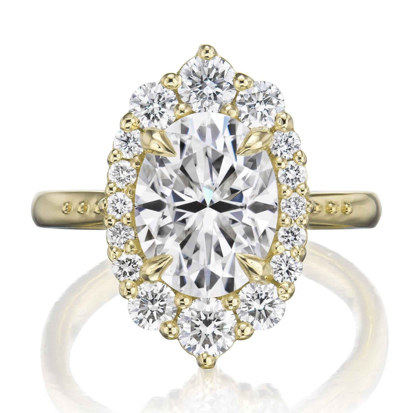 ・SOFIA・Oval Moissanite Center, Diamond Halo (2.65ctw+)