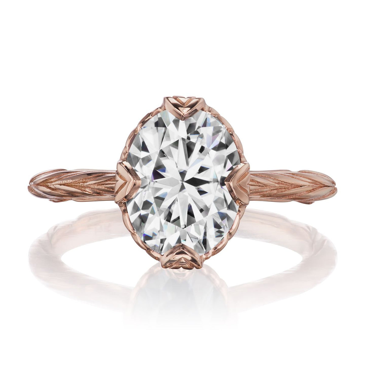 ・OLIVIA・Oval Moissanite, Willow Leaf Band (2.1ct)