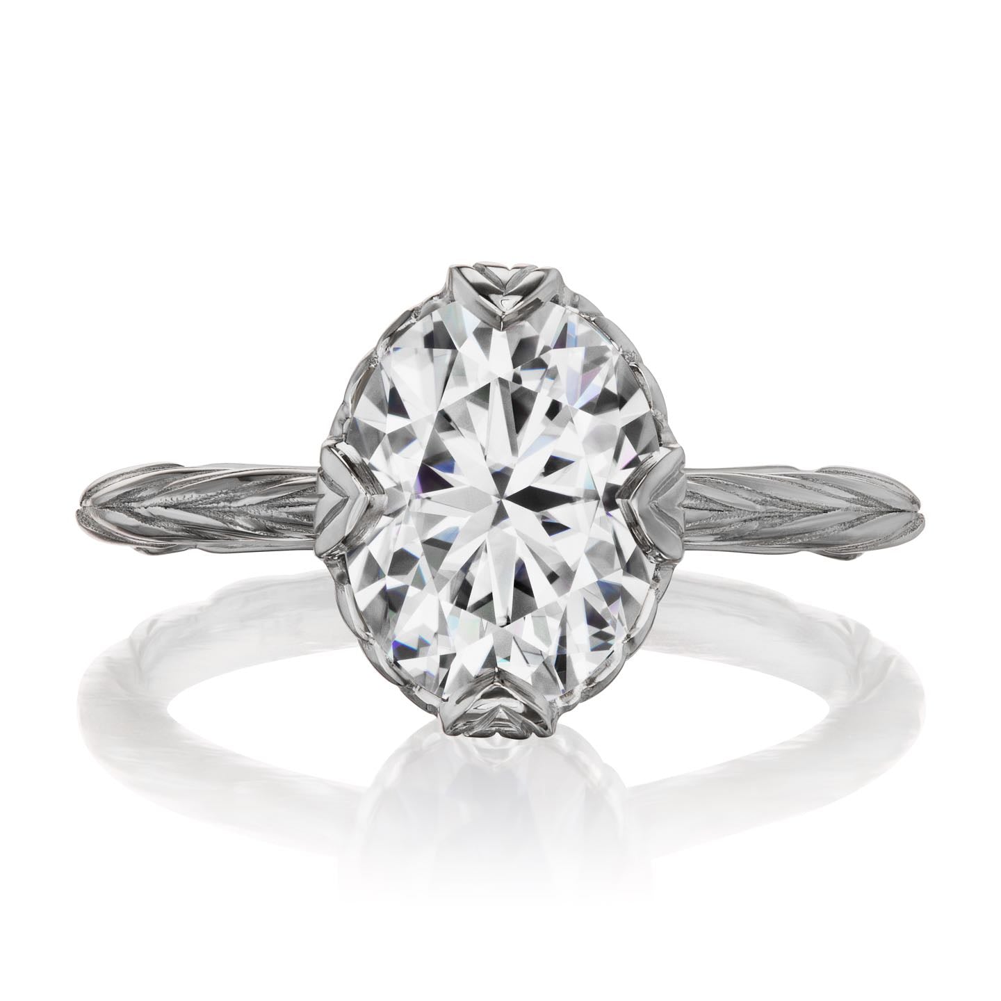・OLIVIA・Oval Moissanite, Willow Leaf Band (2.1ct)