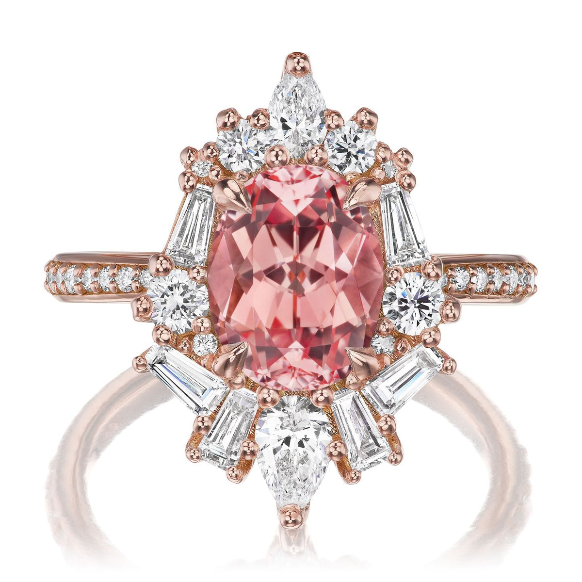 ・NYX・Oval Peach Sapphire Center, Diamond Accents (3.40ctw+)