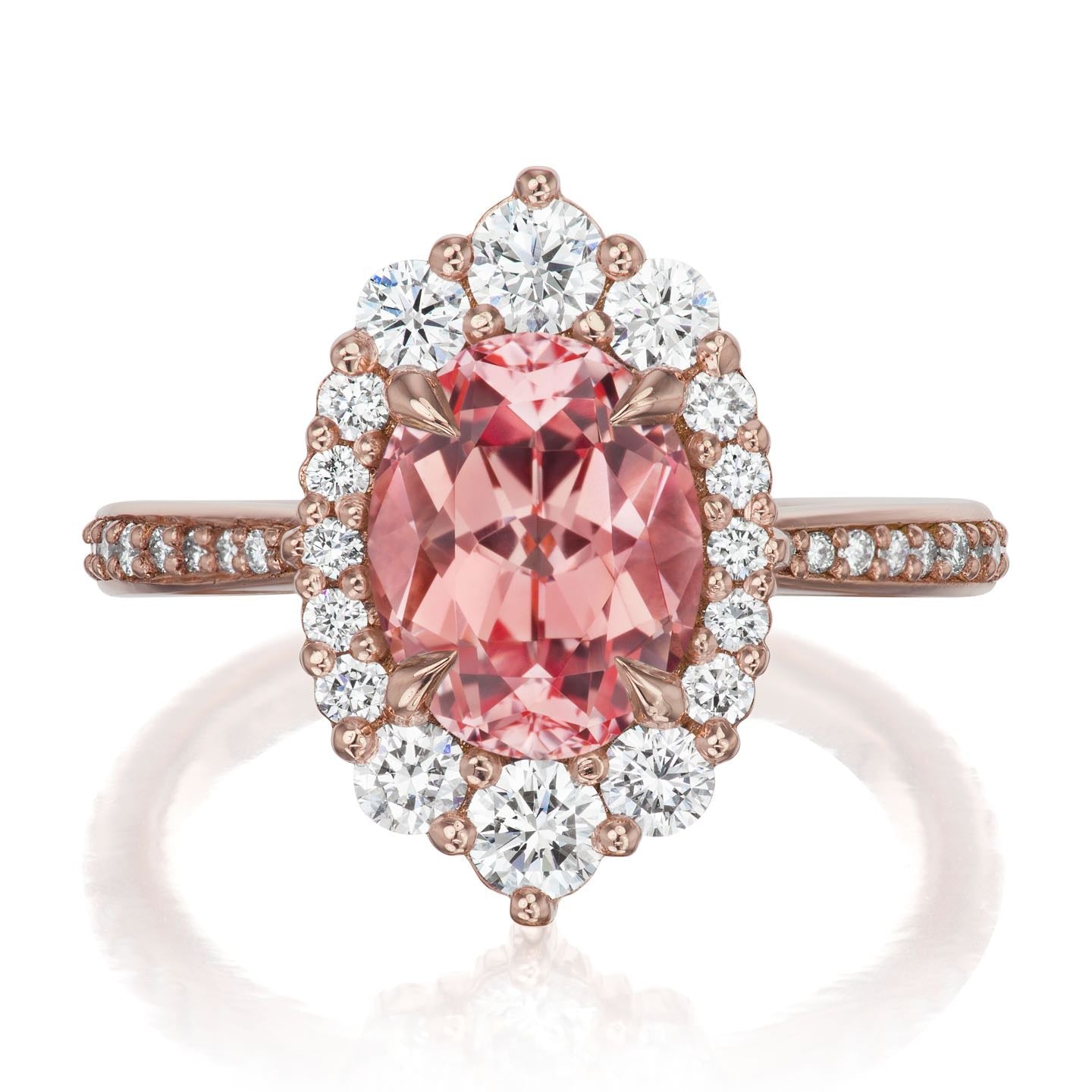 ・SOFIA・Oval Peach Sapphire Center, Diamond Halo (3.25ctw+)