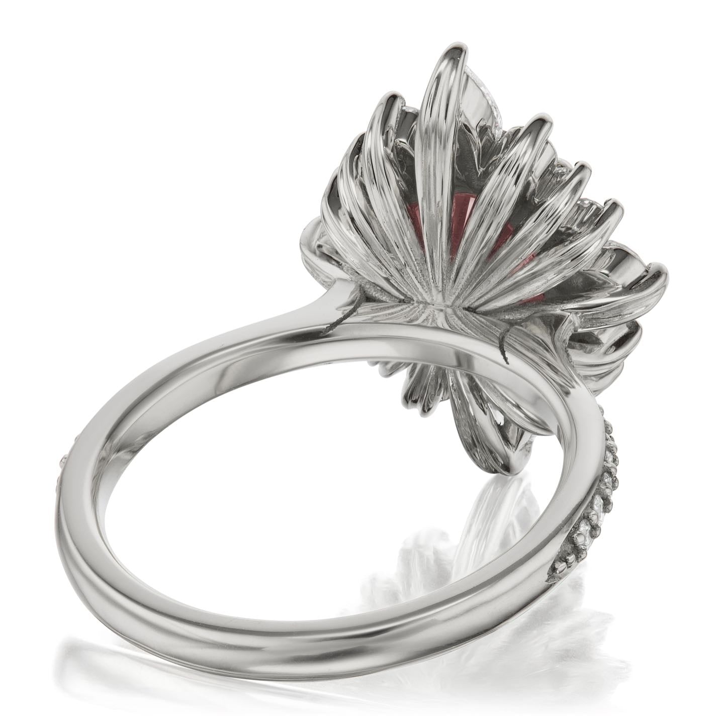 ・ANIKA・Oval Peach Sapphire Center, Diamond Halo (3.35ctw+)
