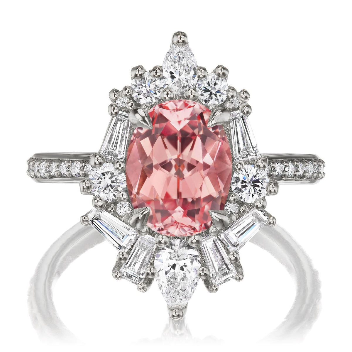 ・NYX・Oval Peach Sapphire Center, Diamond Accents (3.40ctw+)