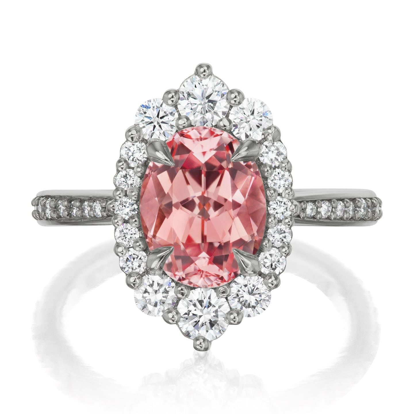 ・SOFIA・Oval Peach Sapphire Center, Diamond Halo (3.25ctw+)