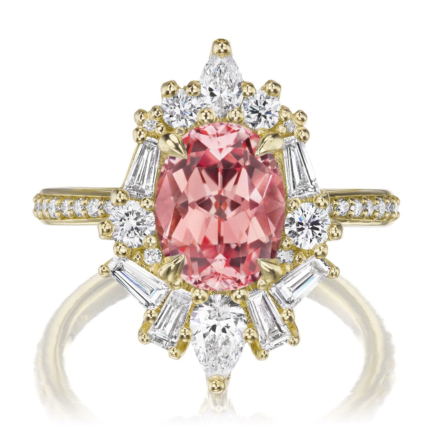 ・NYX・Oval Peach Sapphire Center, Diamond Accents (3.40ctw+)