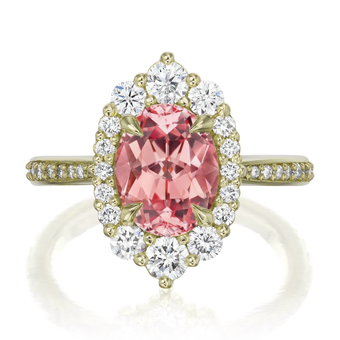 ・SOFIA・Oval Peach Sapphire Center, Diamond Halo (3.25ctw+)