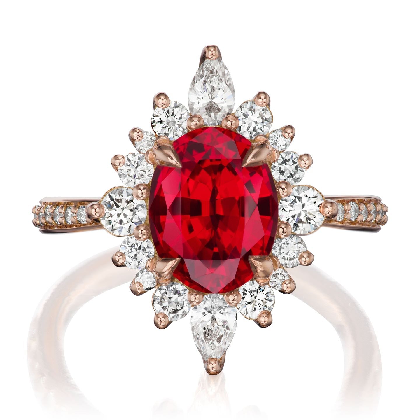 ・ANIKA・Oval Ruby Center, Diamond Halo (3.35ctw+)