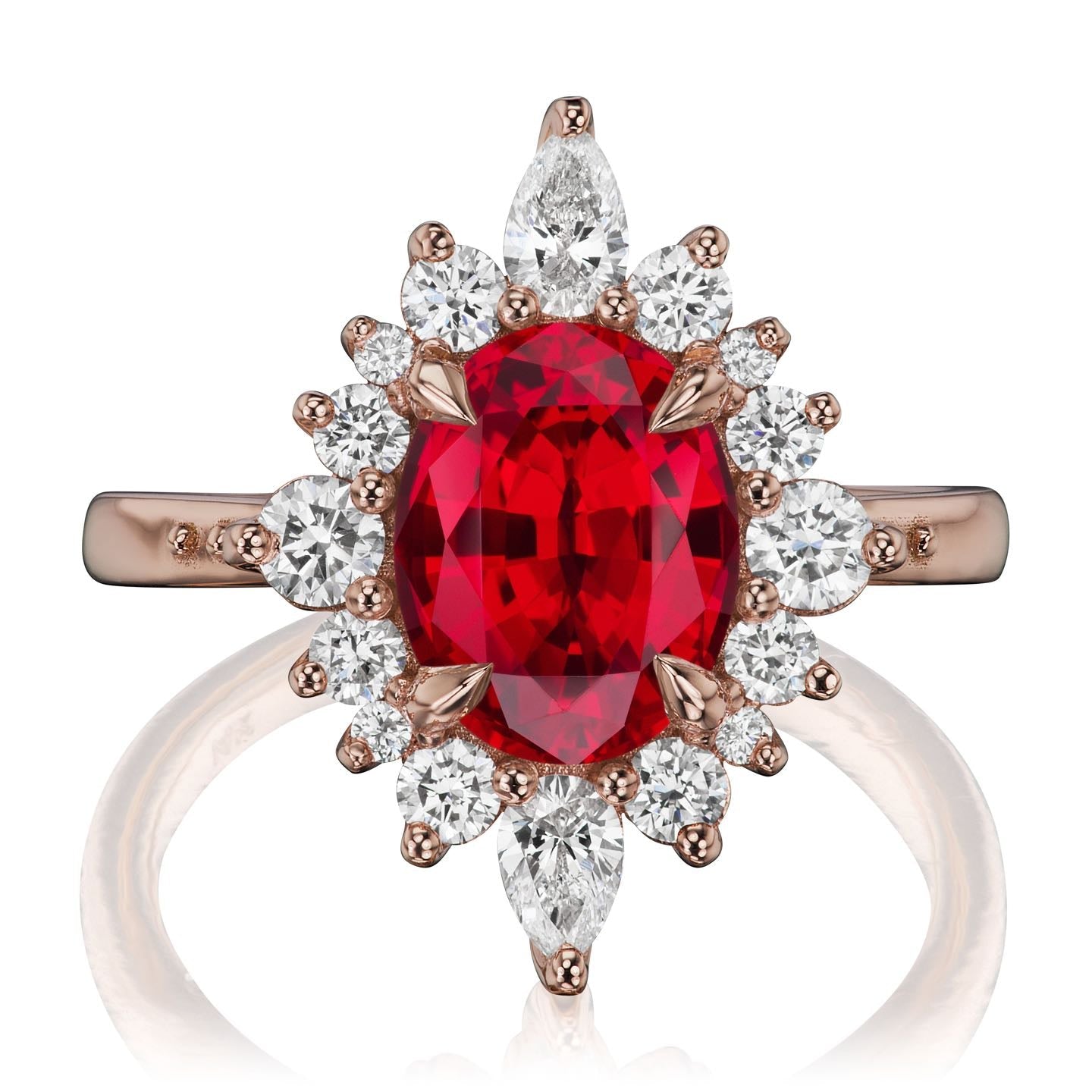 ・ANIKA・Oval Ruby Center, Diamond Halo (3.35ctw+)