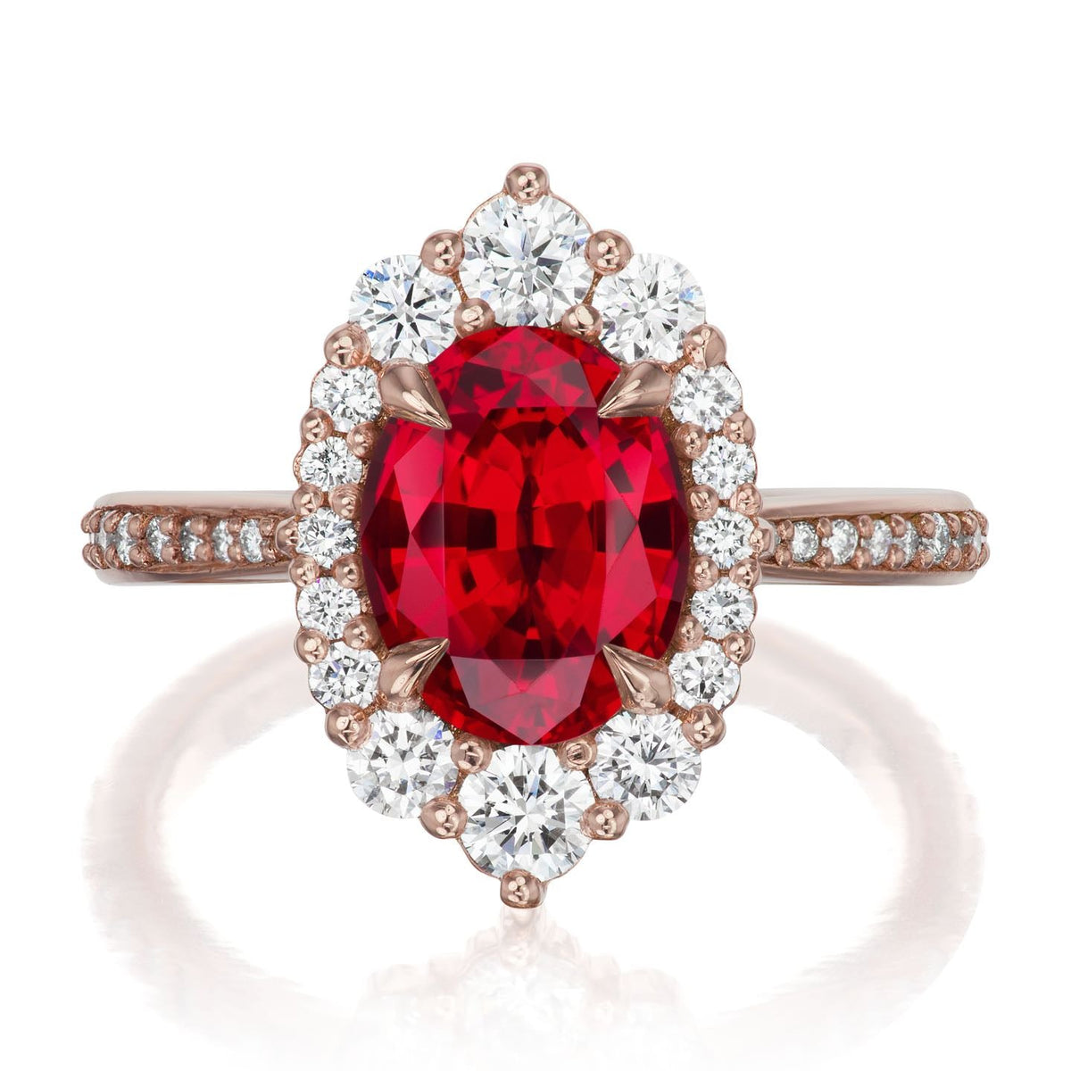 ・SOFIA・Oval Ruby Center, Diamond Halo (3.25ctw+)