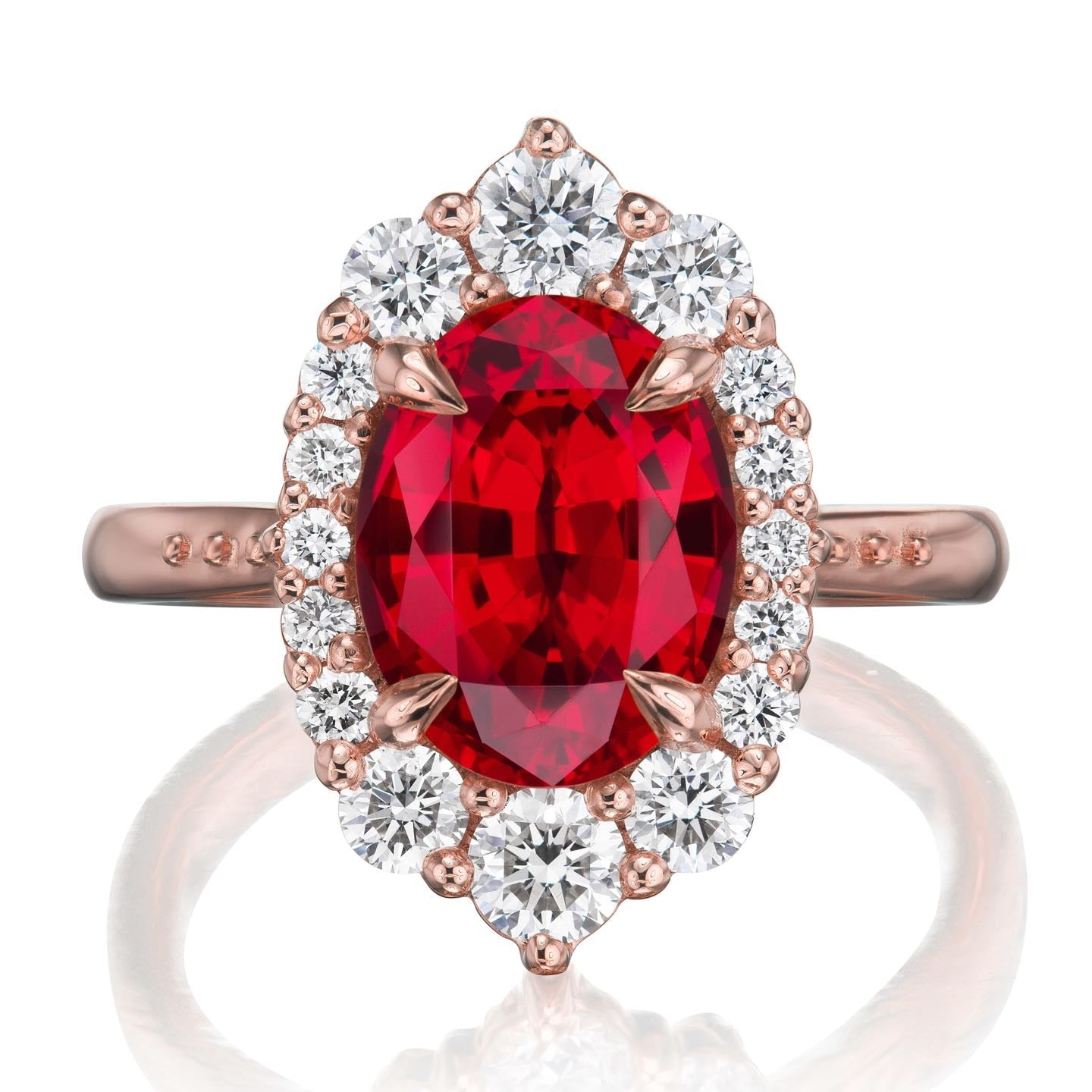・SOFIA・Oval Ruby Center, Diamond Halo (3.25ctw+)