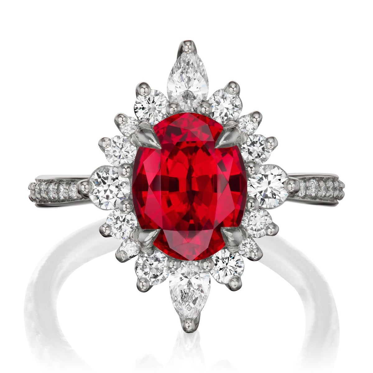 ・ANIKA・Oval Ruby Center, Diamond Halo (3.35ctw+)
