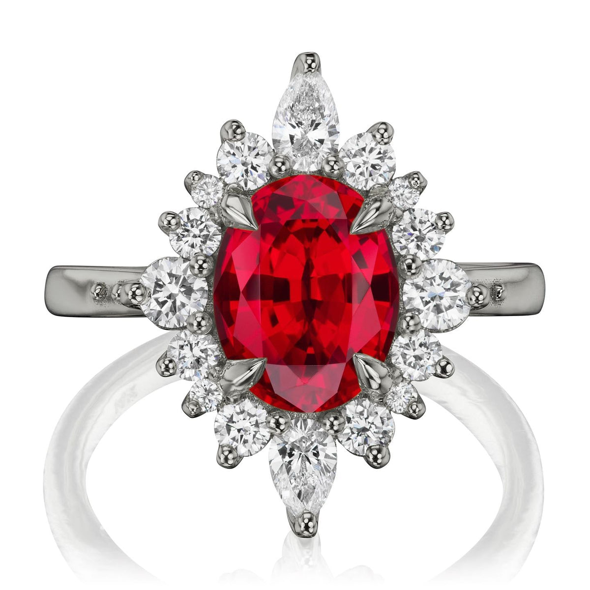 ・ANIKA・Oval Ruby Center, Diamond Halo (3.35ctw+)