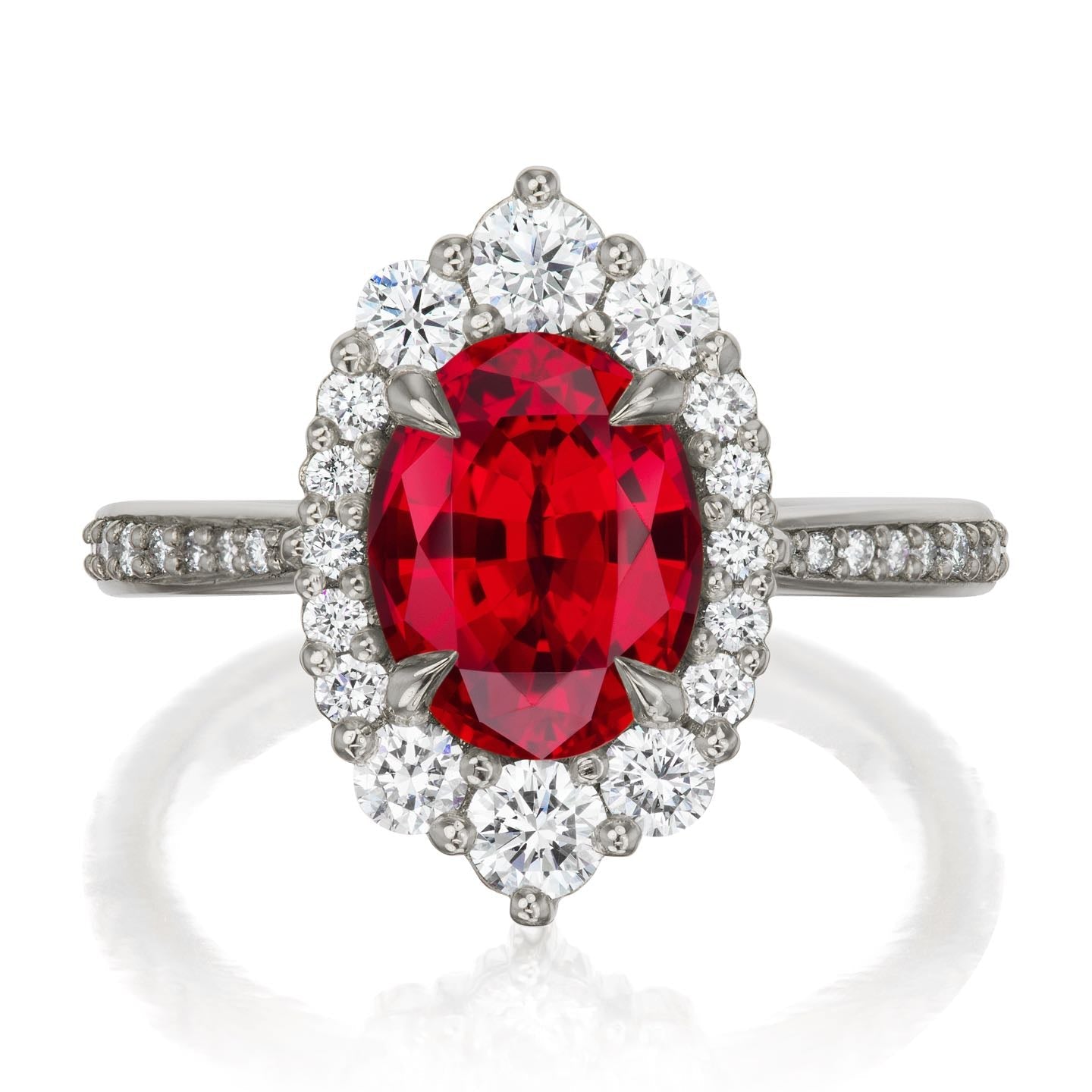 ・SOFIA・Oval Ruby Center, Diamond Halo (3.25ctw+)