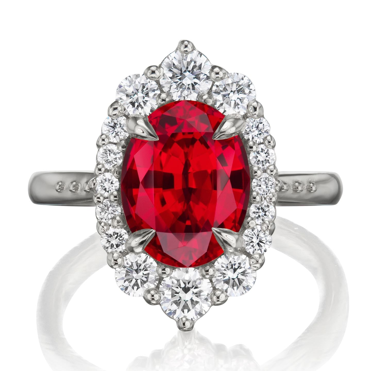・SOFIA・Oval Ruby Center, Diamond Halo (3.25ctw+)