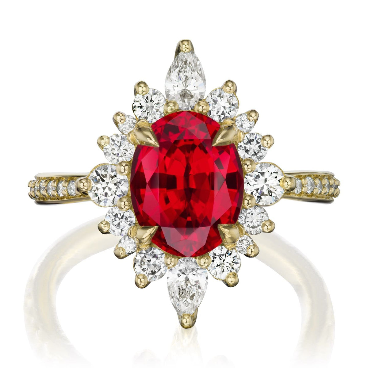 ・ANIKA・Oval Ruby Center, Diamond Halo (3.35ctw+)