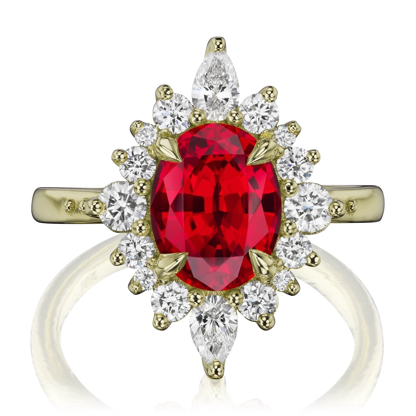 ・ANIKA・Oval Ruby Center, Diamond Halo (3.35ctw+)