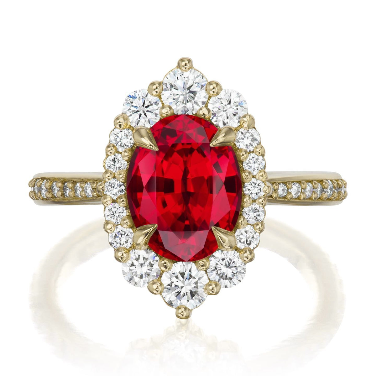 ・SOFIA・Oval Ruby Center, Diamond Halo (3.25ctw+)