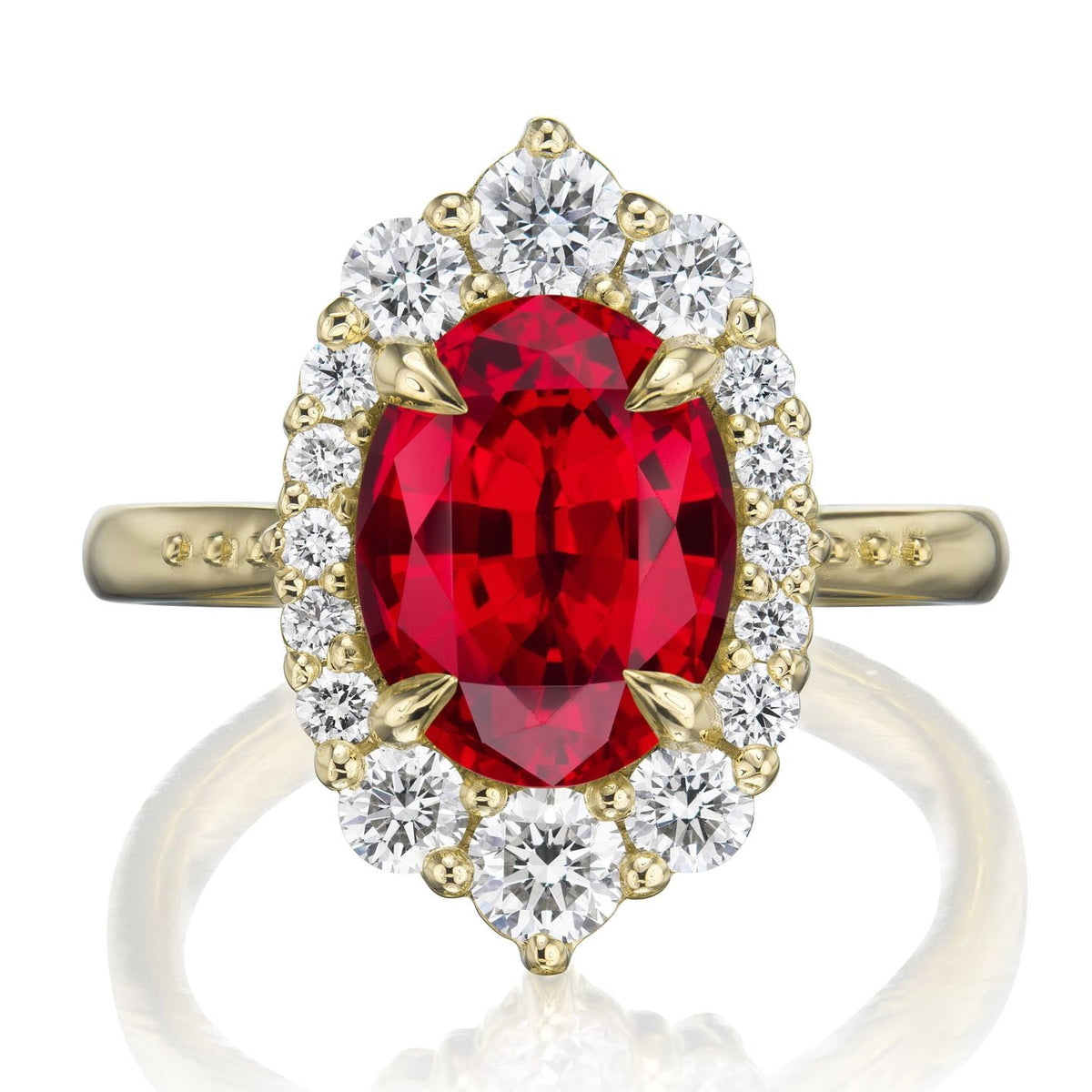 ・SOFIA・Oval Ruby Center, Diamond Halo (3.25ctw+)