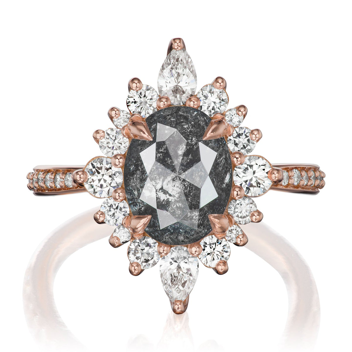 ・ANIKA・Build Your Own: Oval Salt + Pepper Diamond Halo (1.93ctw - 2.72ctw+)