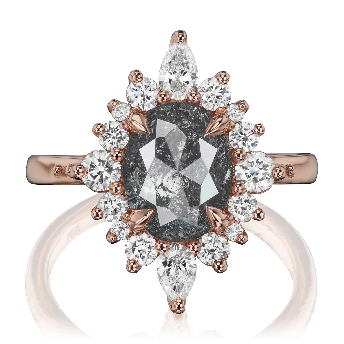 ・ANIKA・Build Your Own: Oval Salt + Pepper Diamond Halo (1.93ctw - 2.72ctw+)