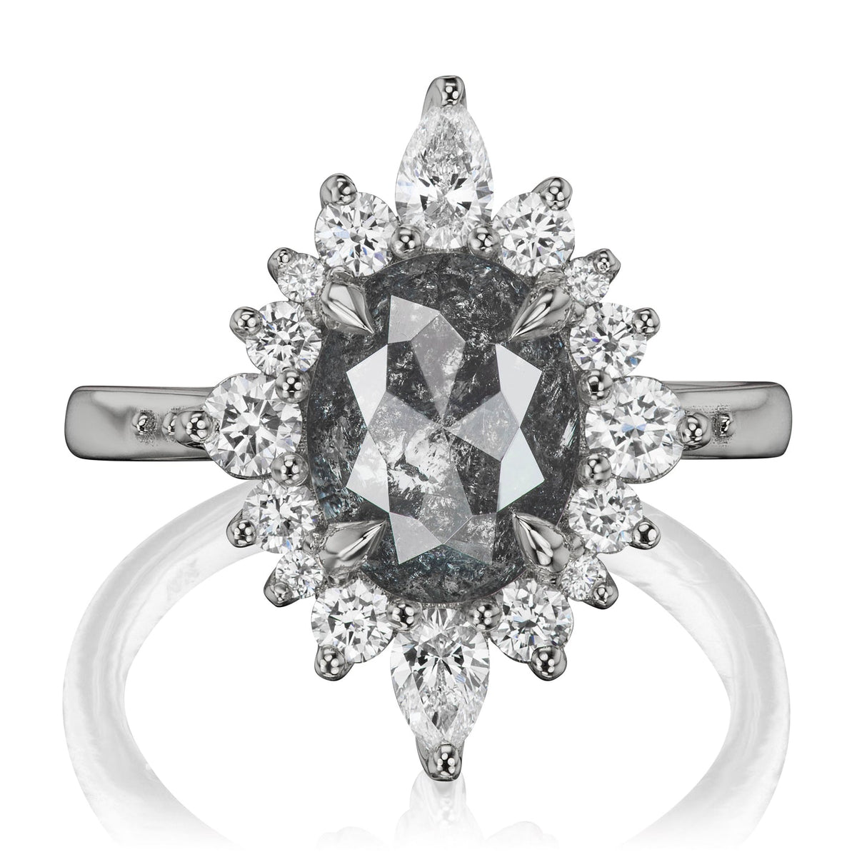 ・ANIKA・Build Your Own: Oval Salt + Pepper Diamond Halo (1.93ctw - 2.72ctw+)