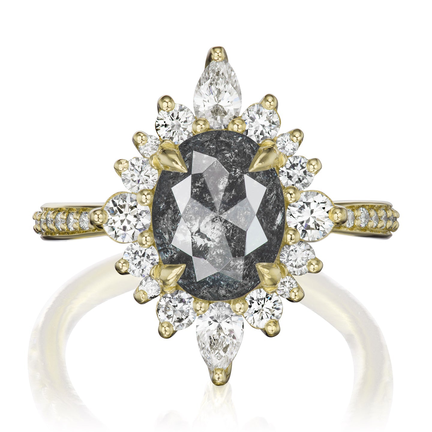 ・ANIKA・Build Your Own: Oval Salt + Pepper Diamond Halo (1.93ctw - 2.72ctw+)