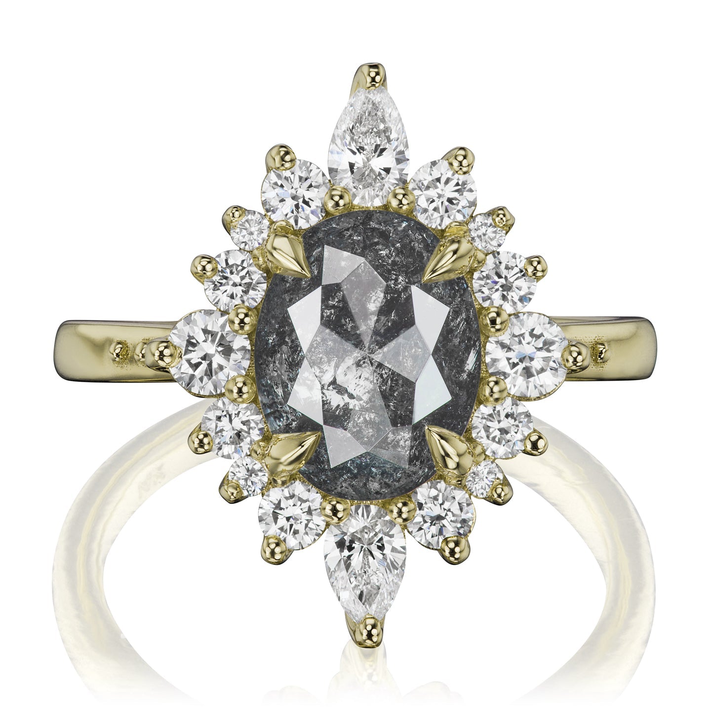 ・ANIKA・Build Your Own: Oval Salt + Pepper Diamond Halo (1.93ctw - 2.72ctw+)