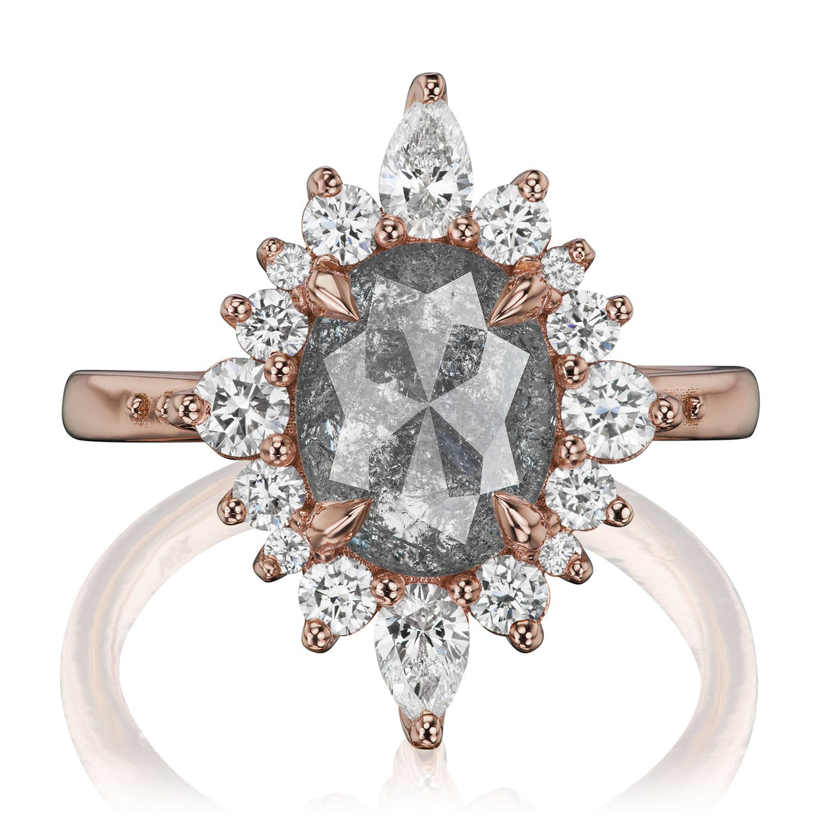 ・ANIKA・Build Your Own: Oval Salt + Pepper Diamond Halo (1.93ctw - 2.72ctw+)