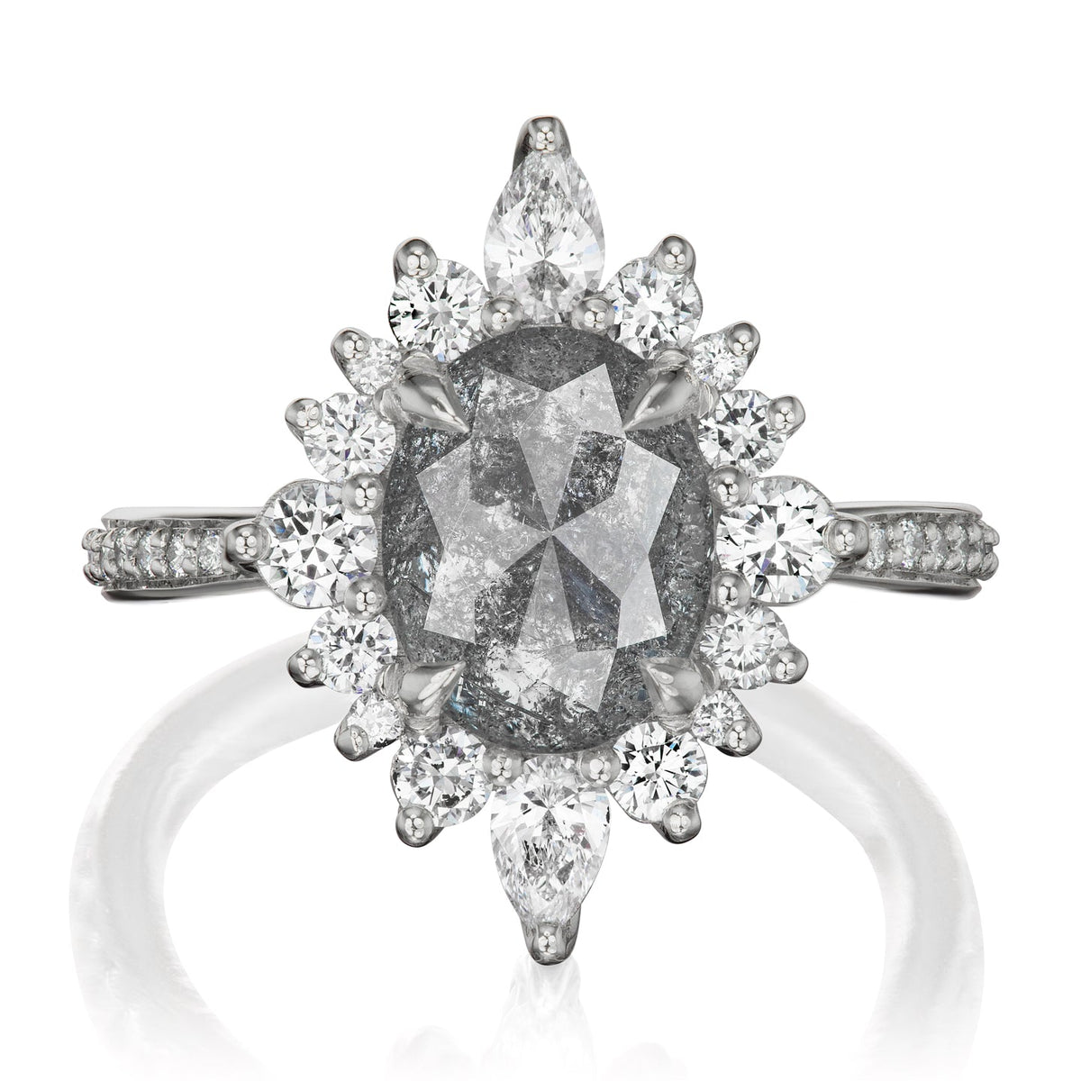 ・ANIKA・Build Your Own: Oval Salt + Pepper Diamond Halo (1.93ctw - 2.72ctw+)