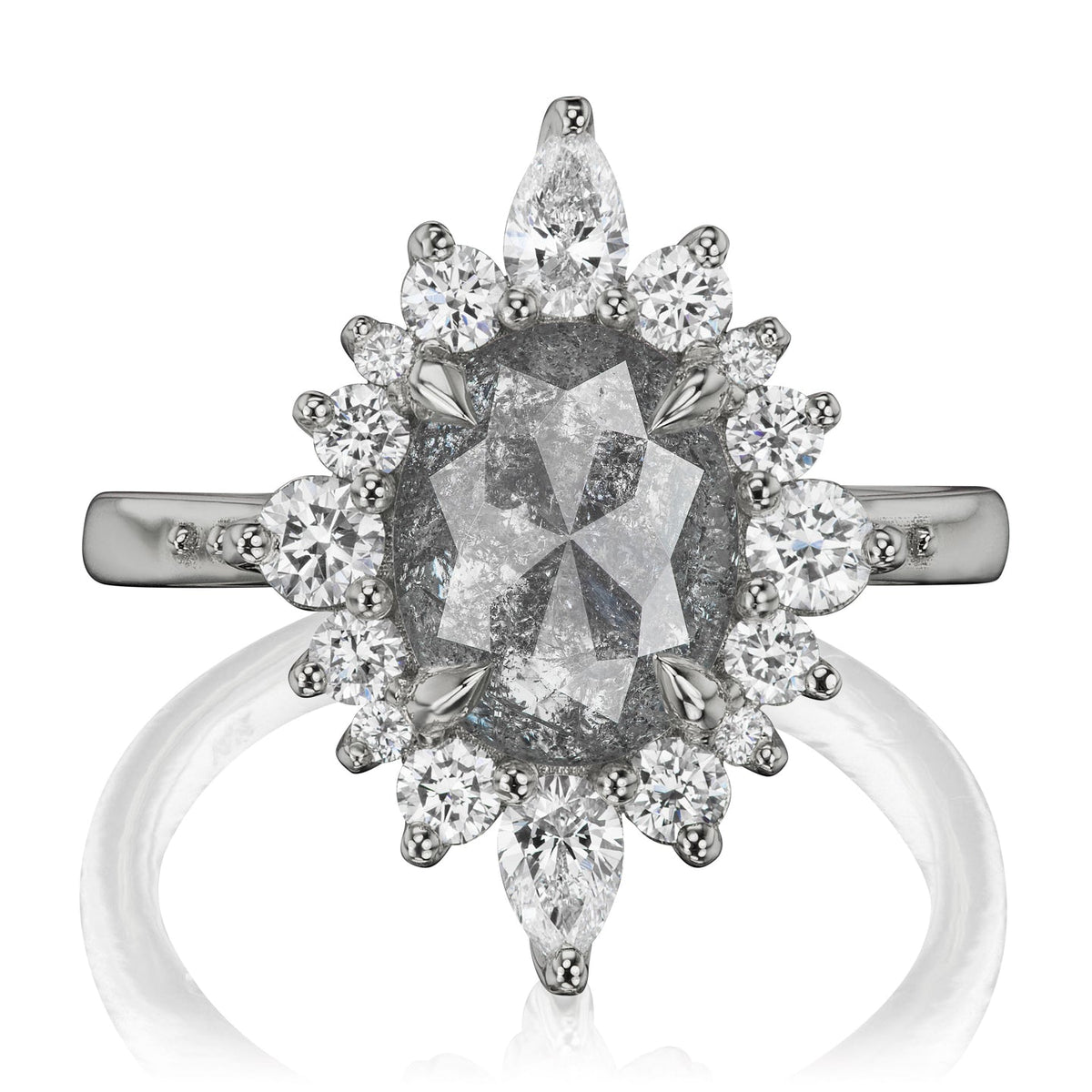 ・ANIKA・Build Your Own: Oval Salt + Pepper Diamond Halo (1.93ctw - 2.72ctw+)