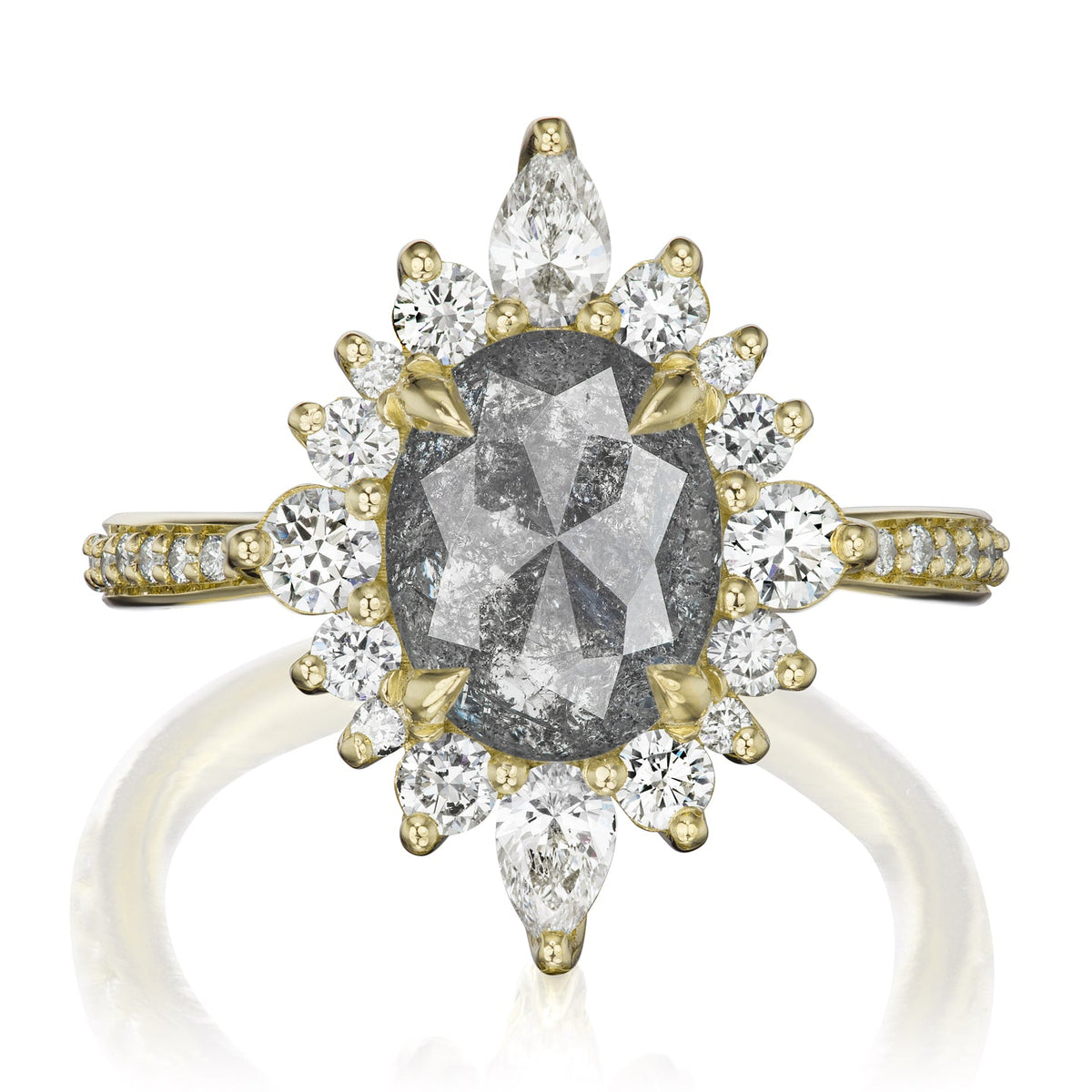 ・ANIKA・Build Your Own: Oval Salt + Pepper Diamond Halo (1.93ctw - 2.72ctw+)